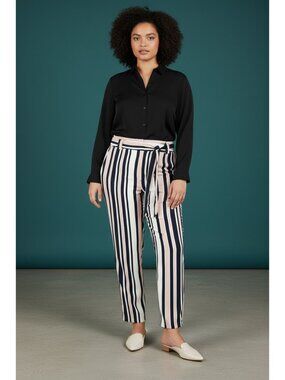 NWT Express High Waisted Striped Sash Tie Ankle Pants Womens Size 14